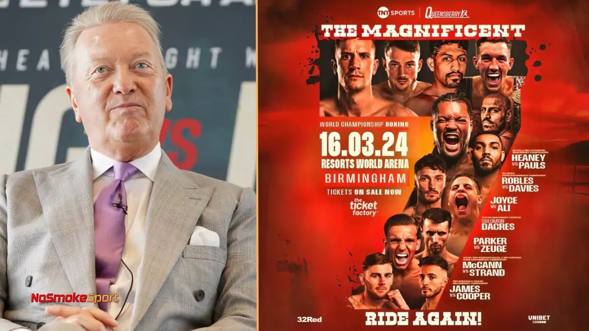Promotional announcement of the 'Magnificent Seven Ride Again' boxing event in Birmingham