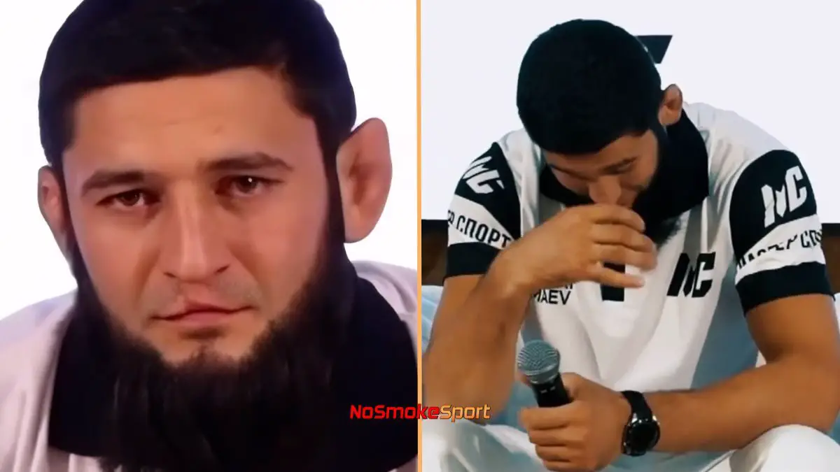 An emotional Khamzat Chimaev moved to tears during a public event