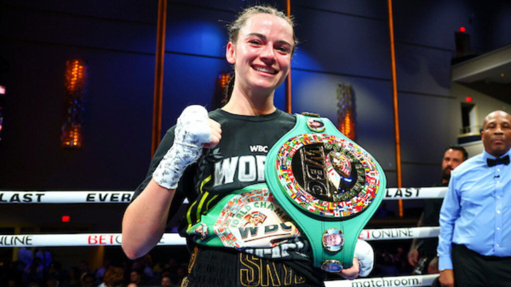 Skye Nicolson won the WBC Featherweight title with a dominant win over former Amanda Serrano opponent, Sarah Mahfoud