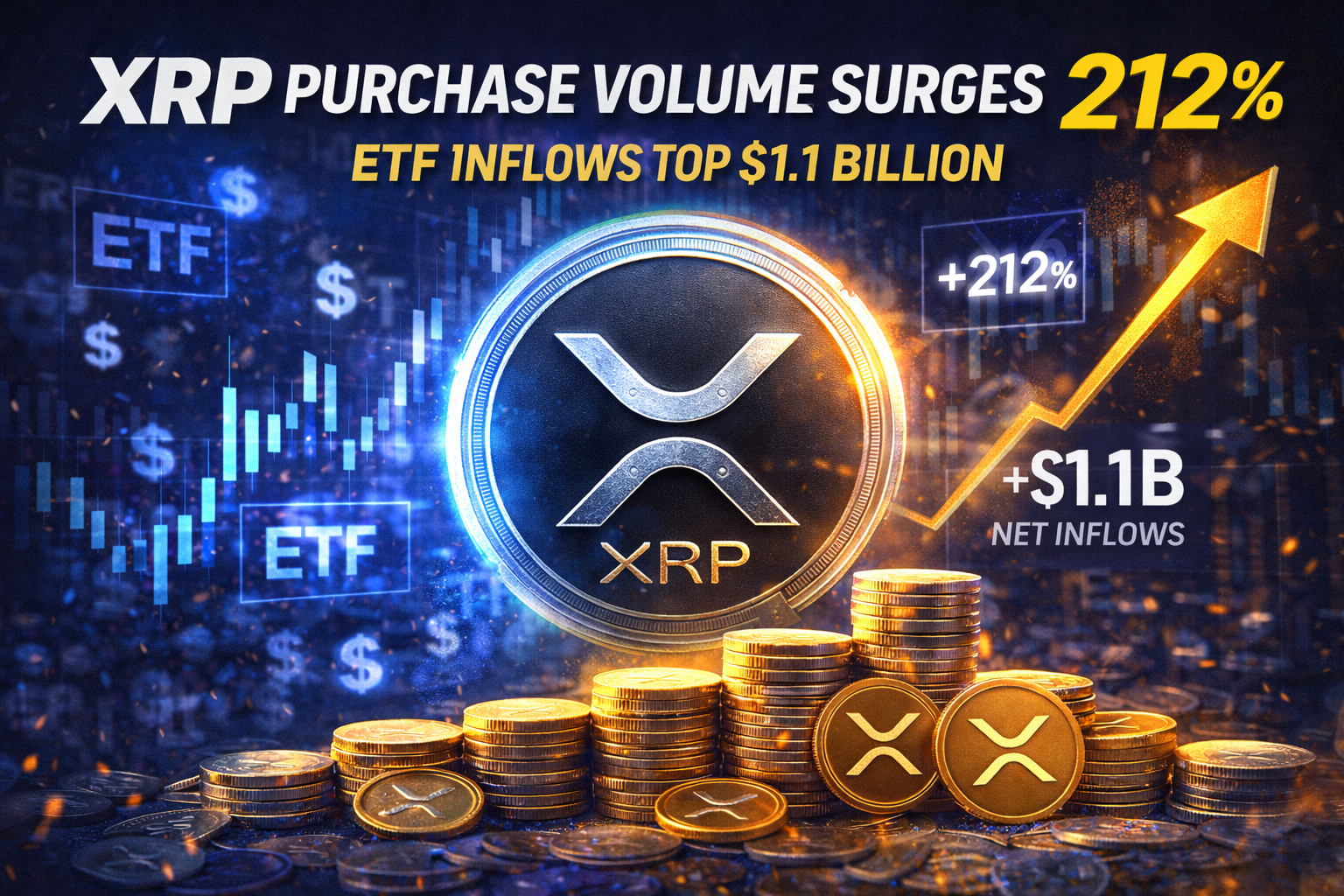XRP Purchase Volume Jumps 212% as ETF Inflows Top $1.1B