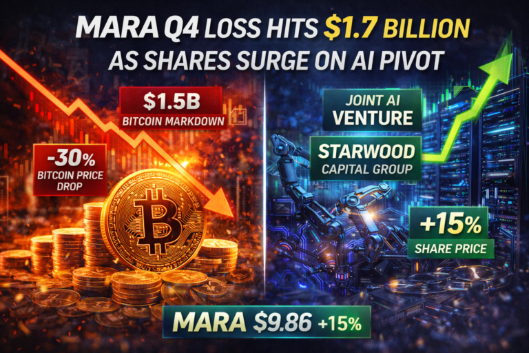 MARA Posts $1.7B Q4 Loss as Bitcoin Slides, Shares Surge on AI Pivot