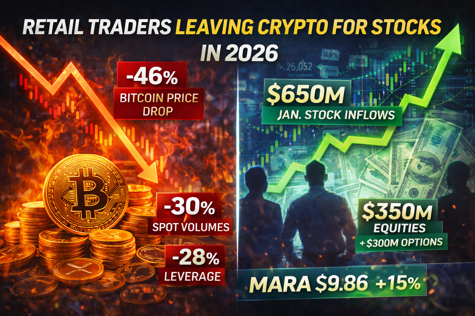 Retail Traders Shift From Crypto to Stocks After Bitcoin’s 46% Drop