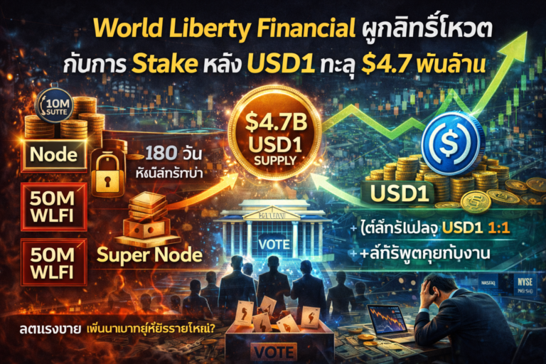 World Liberty Financial ผูกสิทธิ์โหวตกับการ Stake หลัง USD1 ทะลุ $4.7 พันล้าน