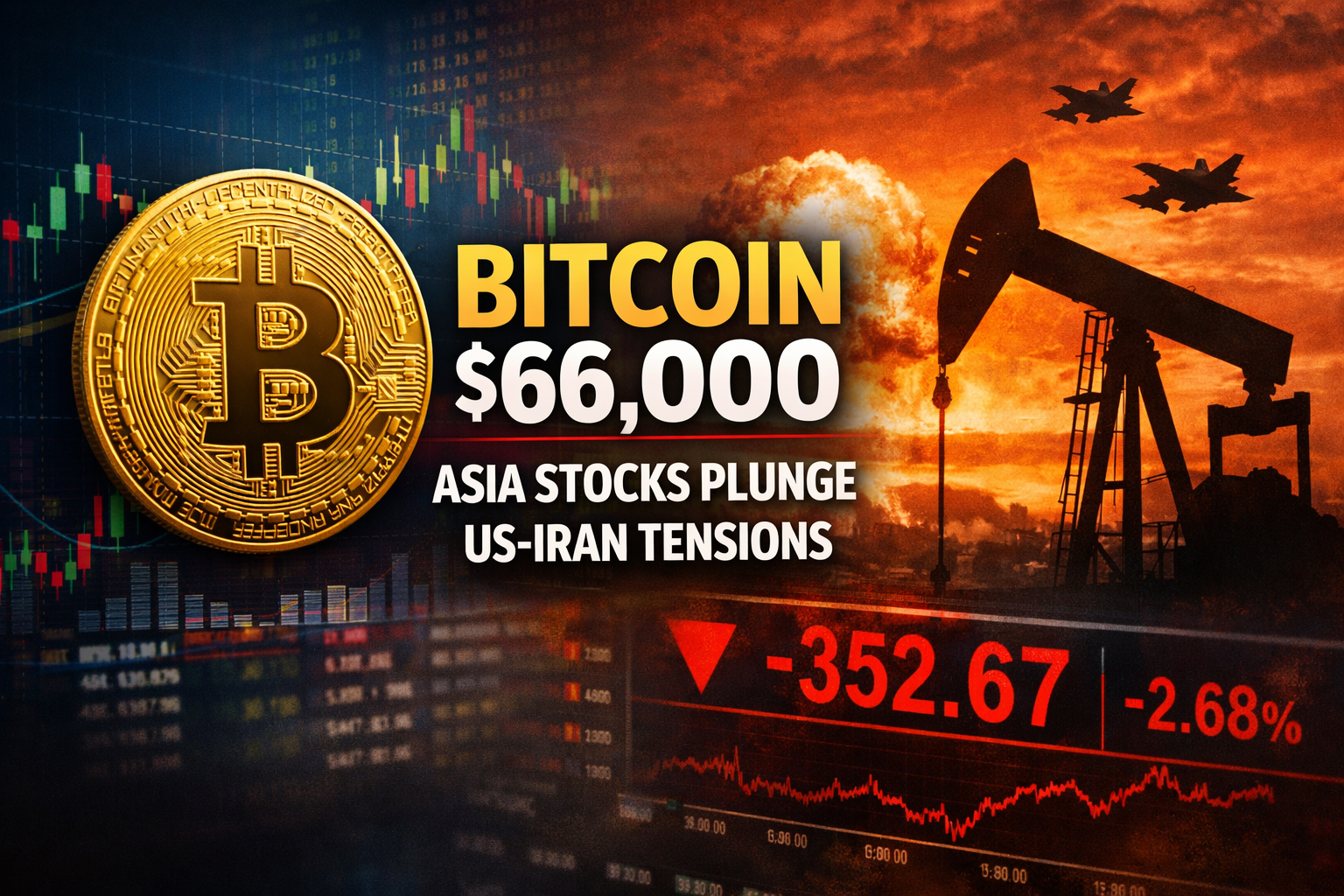 Bitcoin Holds $66K as Asia Stocks Slide on US-Iran Escalation