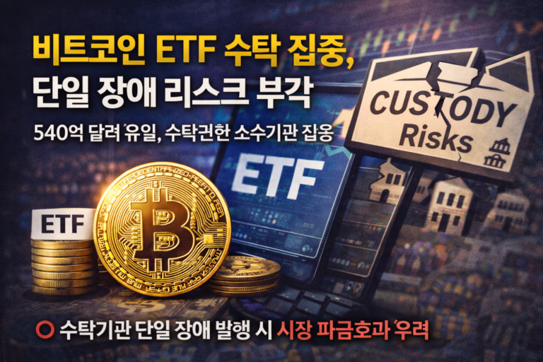 비트코인 ETF 수탁 집중, 단일 장애 리스크 부각