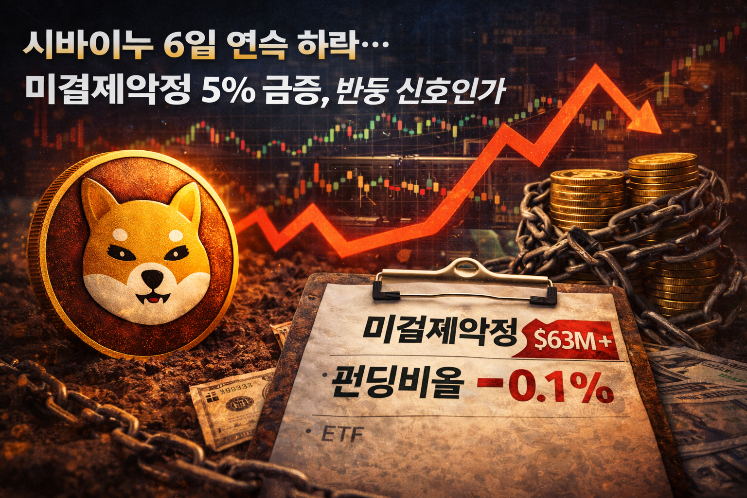 시바이누 6일 연속 하락…미결제약정 5% 급증, 반등 신호인가