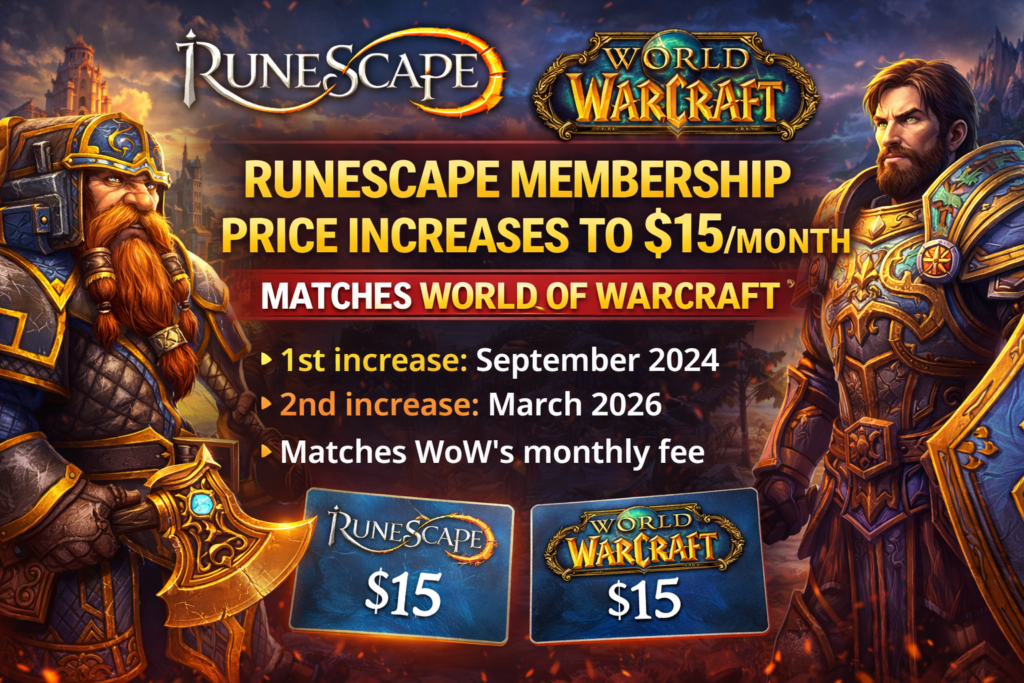 RuneScape Membership Price Rises to Match World of Warcraft
