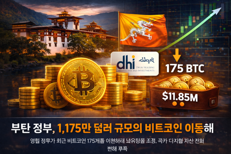 부탄 정부, 1,185만 달러 규모 비트코인 이동…국가 BTC 보유 전략 재조정