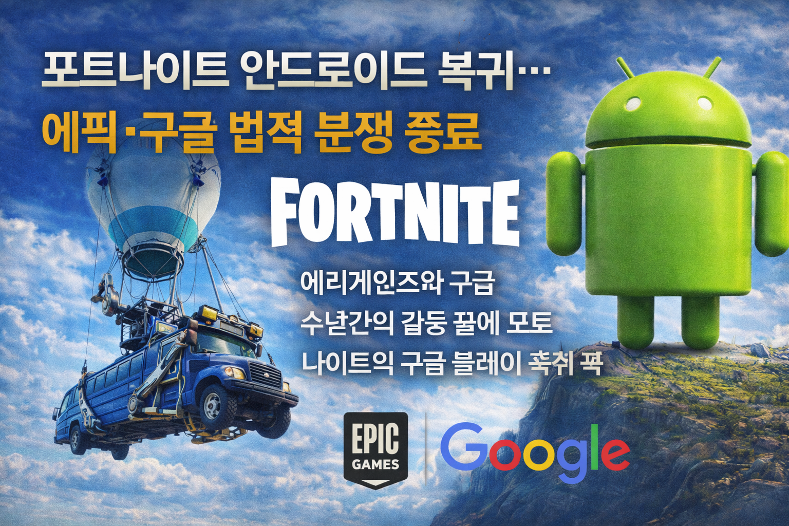 포트나이트 안드로이드 복귀…에픽·구글 법적 분쟁 종료