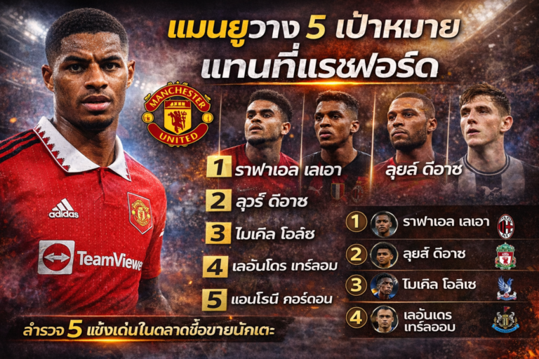 แมนยูวาง 5 เป้าหมายแทนที่แรชฟอร์ดในตลาดนักเตะ