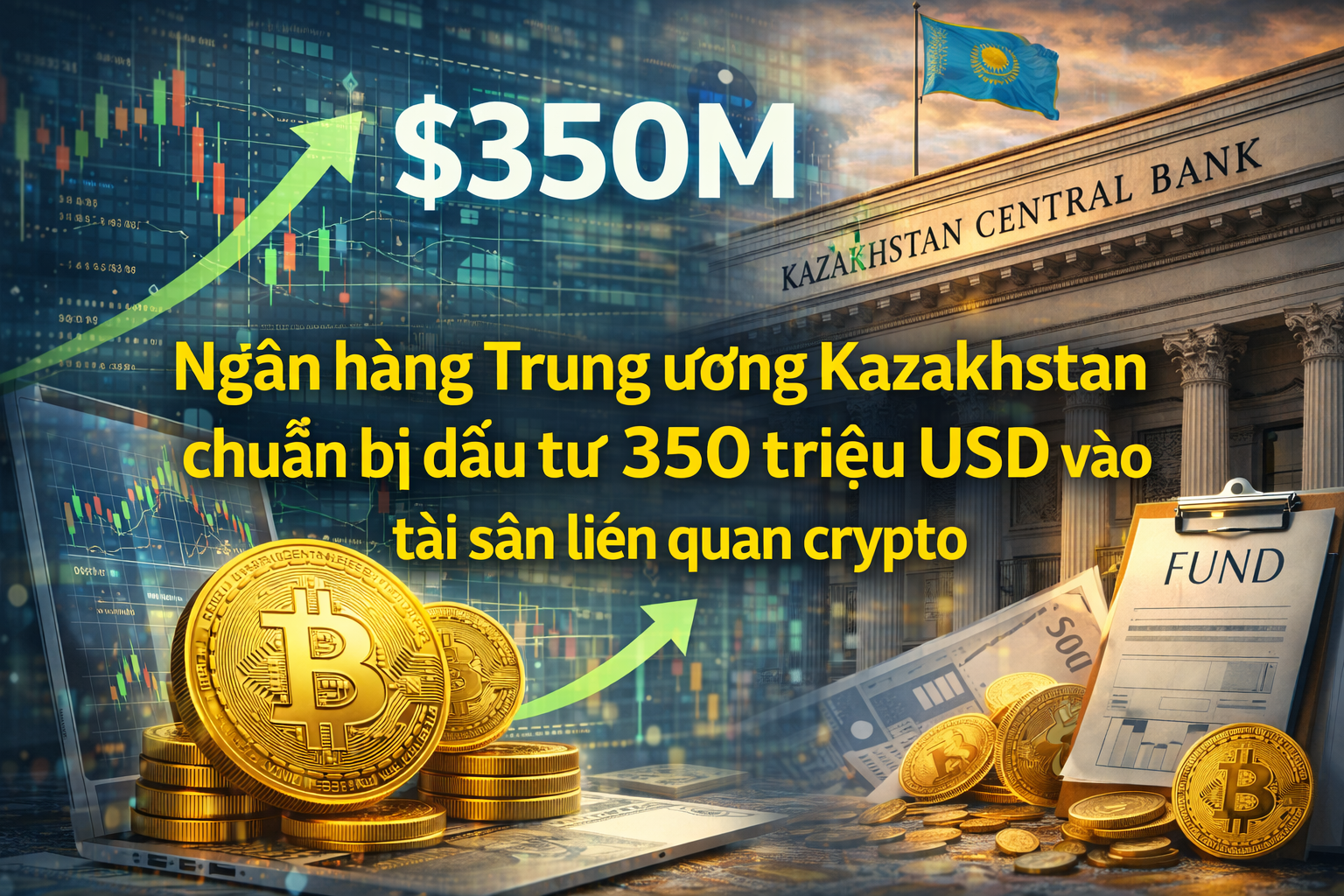 Ngân hàng Trung ương Kazakhstan chuẩn bị đầu tư 350 triệu USD vào tài sản liên quan crypto