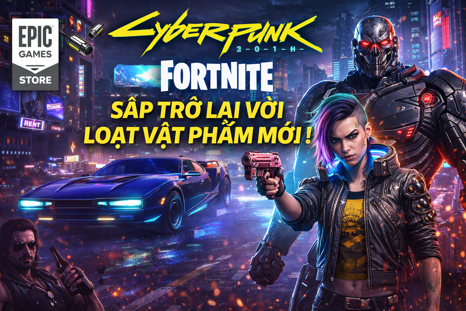 Cyberpunk 2077 chuẩn bị trở lại Fortnite với loạt vật phẩm mới