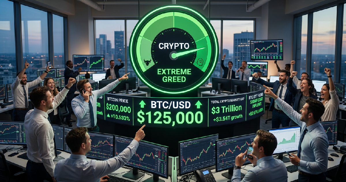 Chỉ số tham lam tiền mã hóa đạt đỉnh khi BTC nhắm mốc 125.000 USD