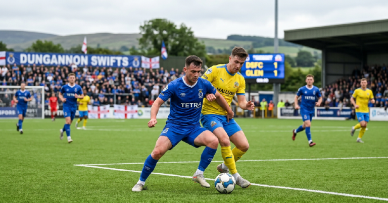 Dungannon Swifts chia điểm với Glenavon tại Irish Premiership 2025