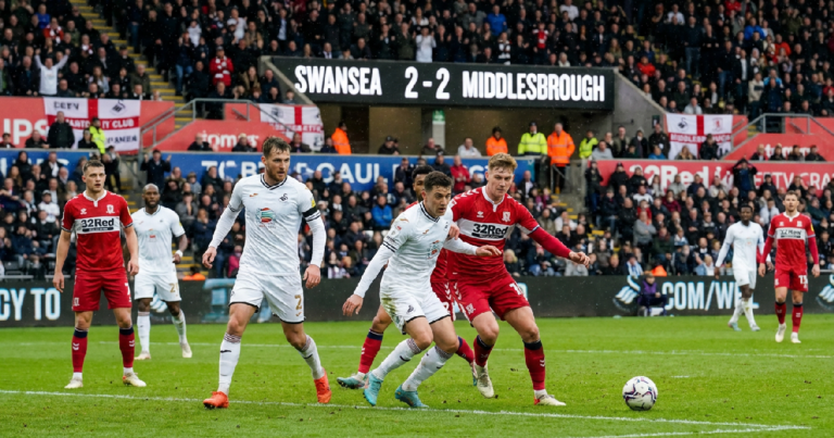 สวอนซี ซิตี้ เสมอ มิดเดิลสโบรห์ 2-2 ในเกมสุดเดือดที่เวลส์