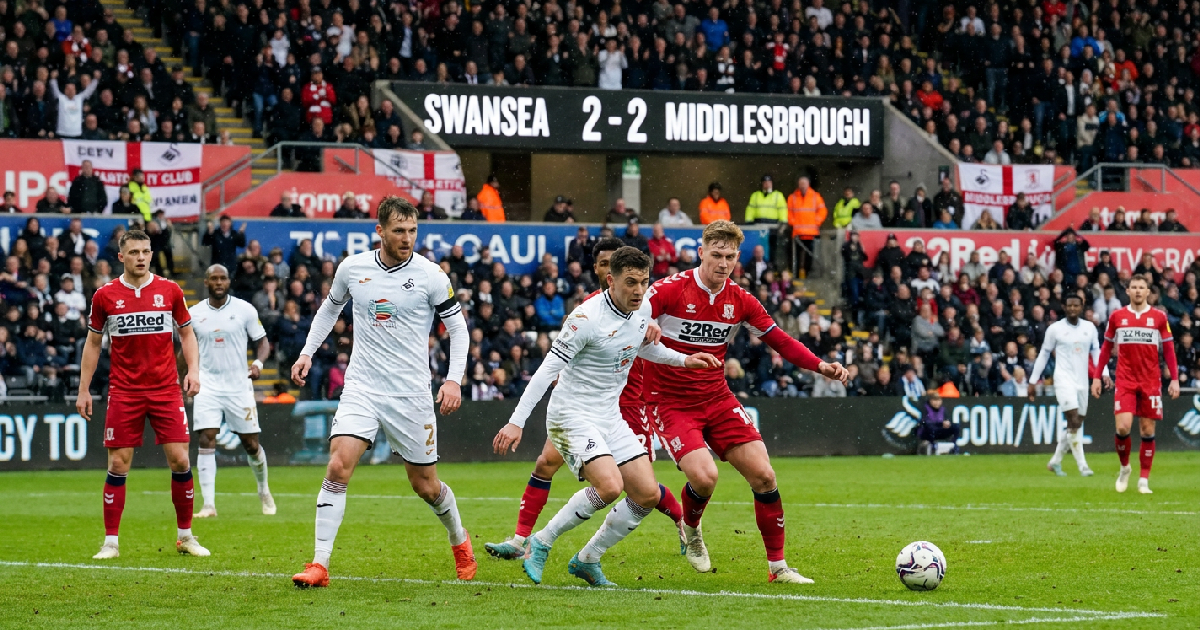 สวอนซี ซิตี้ เสมอ มิดเดิลสโบรห์ 2-2 ในเกมสุดเดือดที่เวลส์