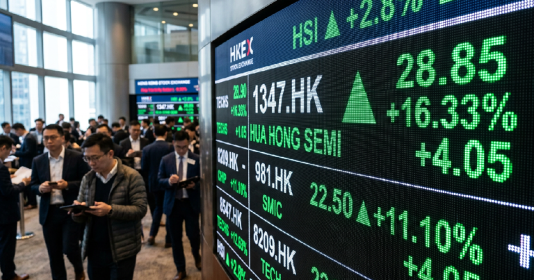 Chinese Chip Stocks Rally in Hong Kong Following Huawei Design Breakthrough