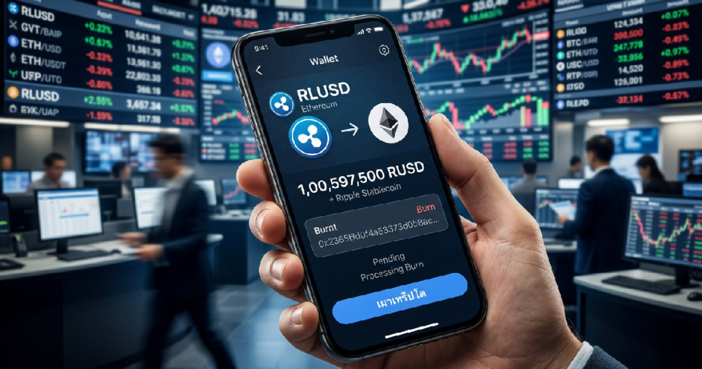 Ripple ดำเนินการเผา RLUSD ครั้งใหญ่บน Ethereum มุ่งสร้างเสถียรภาพ Stablecoin