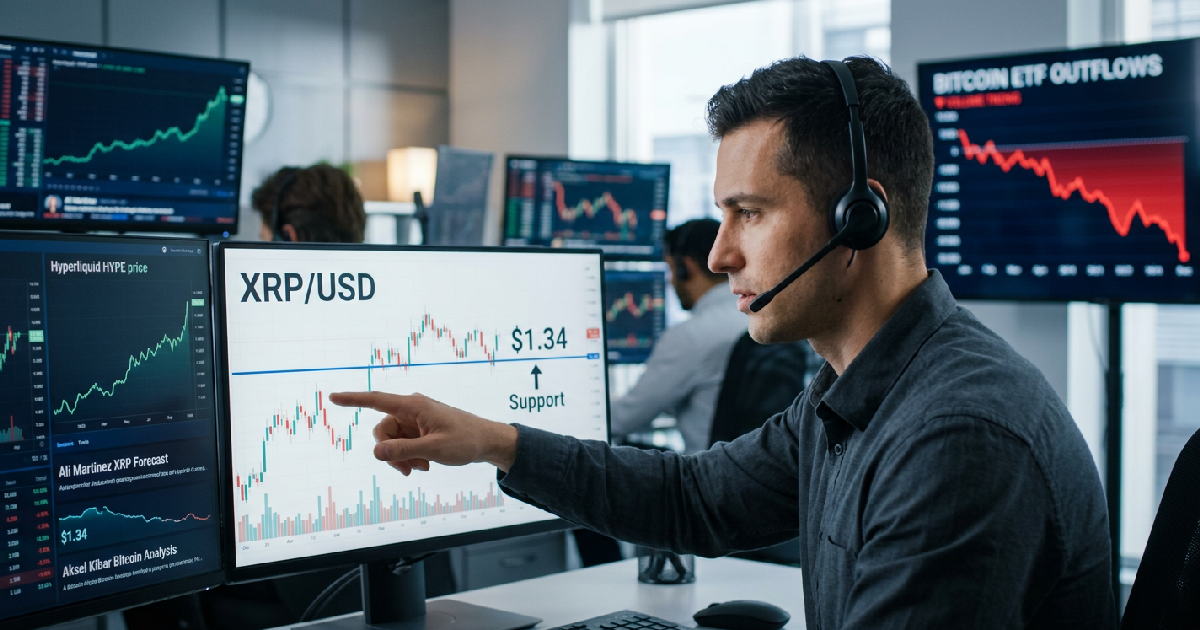 XRP traders consolidate at $1.34 support as Bitcoin faces $2.9 billion outflows