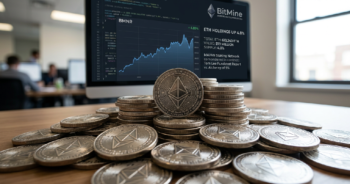 BitMine ETH holdings: BitMine Adds $73 Million in ETH, Pushing Total Holdings to 4.8% of Supply
