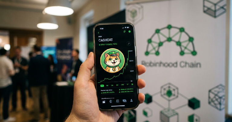 CASHCAT meme coin surges 718% to $68 million market cap on Robinhood Chain