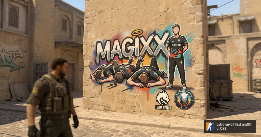 Valve unveil first graffiti of CS2 honoring magixx's Cologne Major 1v4