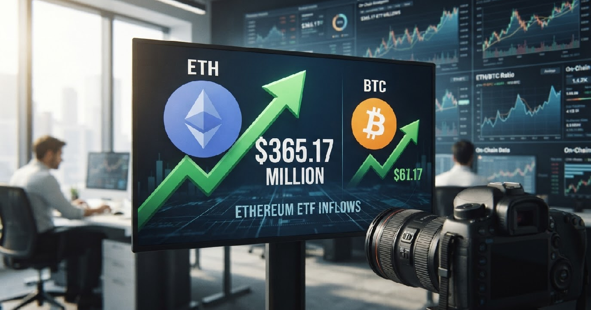 Ethereum ETF inflows outpace Bitcoin with $365M