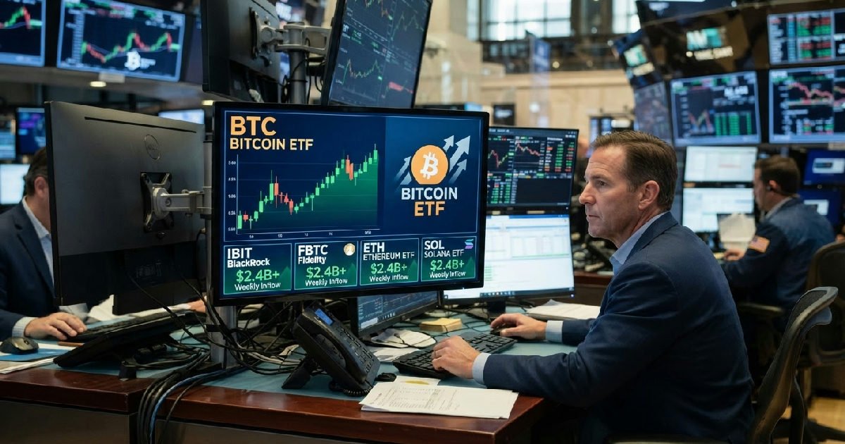 Bitcoin ETFs see $2.4B inflow largest since October 2025