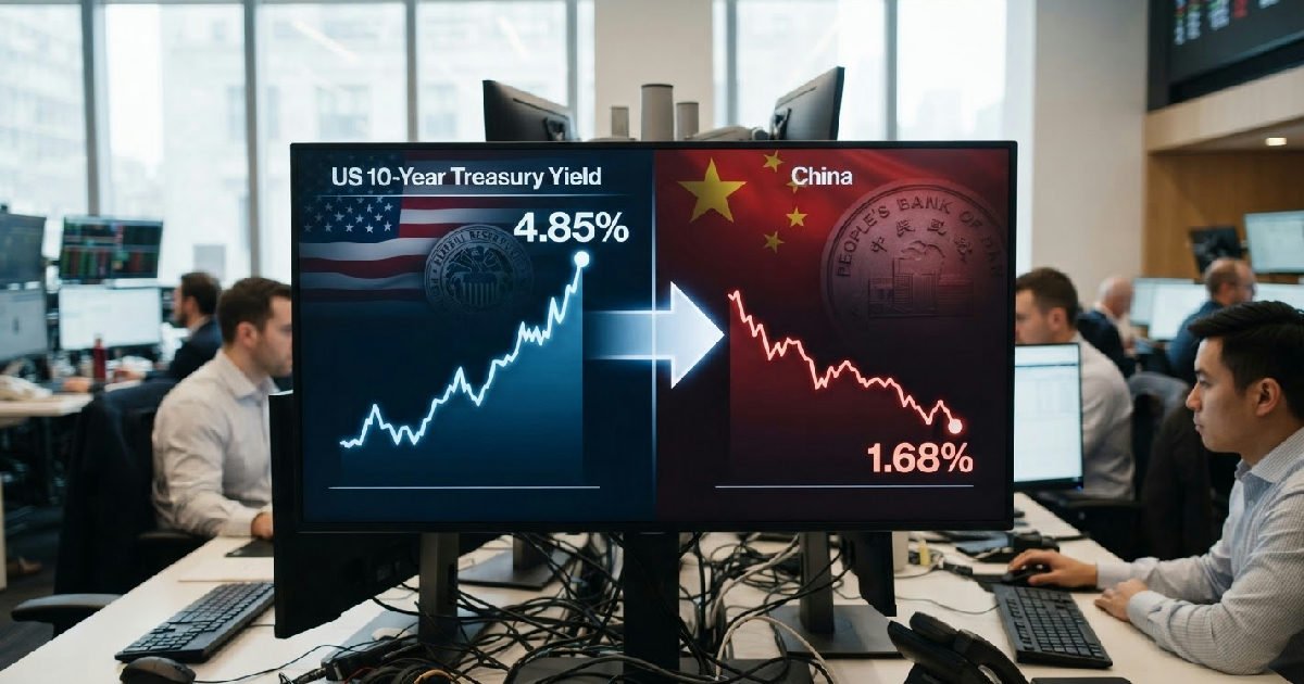 China-US 10-year bond yield gap: China-US Bond Yield Gap Hits Record on Policy Divide