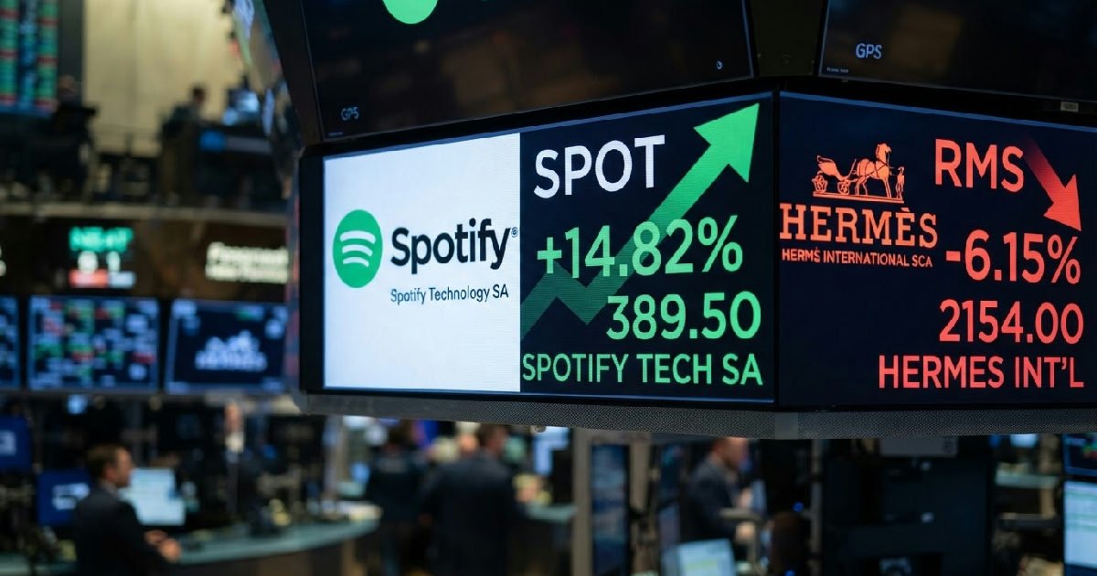 Spotify stock surges as Hermès International SCA shares plunge